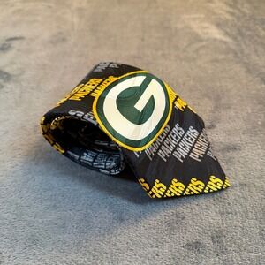 Green Bay Packers Tie RM Sport NFL Football Fan Black Yellow Green Logo